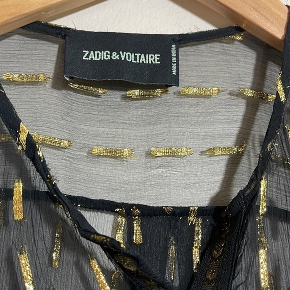 Zadig & Voltaire Tonia Shiny Chiffon top in Black size XS - Picture 11 of 13